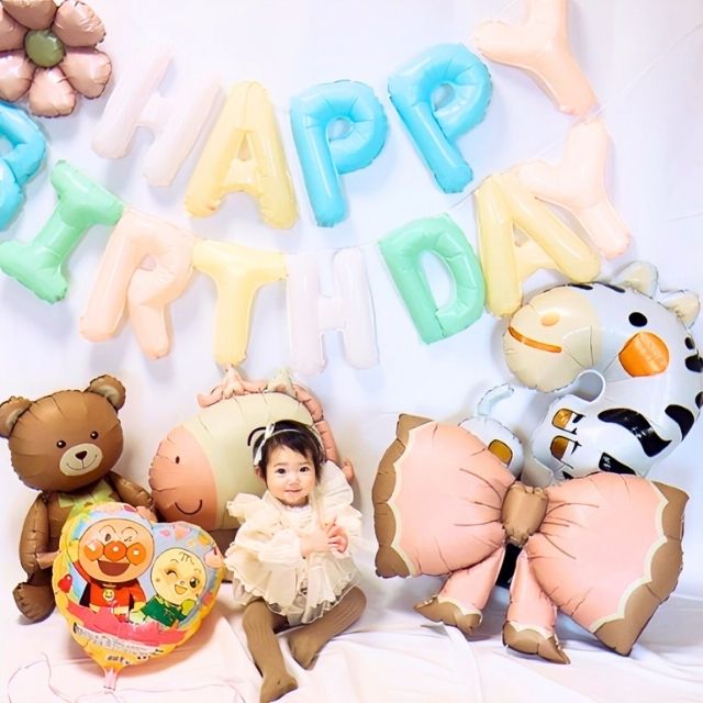 アンパンマン バルーンセット 動物ver 誕生日 飾り付け 数字入り 1歳 2歳 3歳 ドキンちゃん＆コキンちゃん ユニ