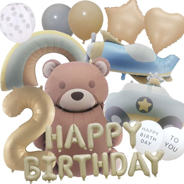 くすみカラー 誕生日 バルーンセット（おしゃれ・1歳バースデー向け）