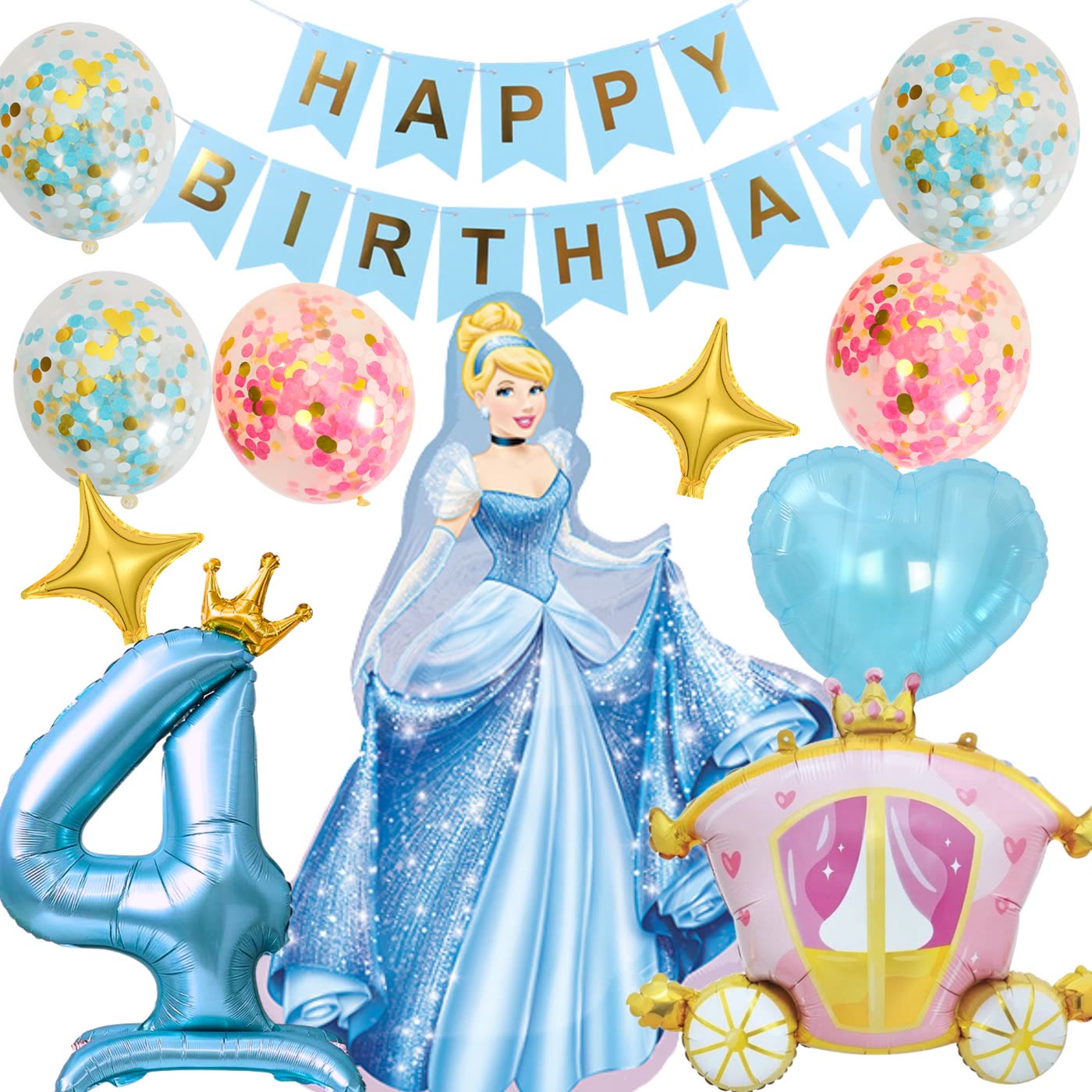 シンデレラのバルーンとかぼちゃの馬車で飾った誕生日
